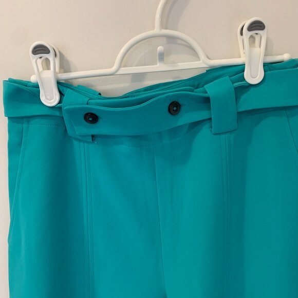 Teal wide leg dressy pants with belt and pockets! French Connection size 4 - Picture 4 of 8